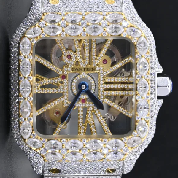 100 % Real VVS Yellow Gold Full Ice Out Studded Moissanite Diamond Watch Make Bezel Precious Stone For Men