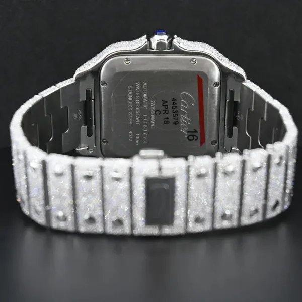 Cartier Swiss Eta Automatic Movement Full White Ice Out Moissanite Diamond Watch - Image 4