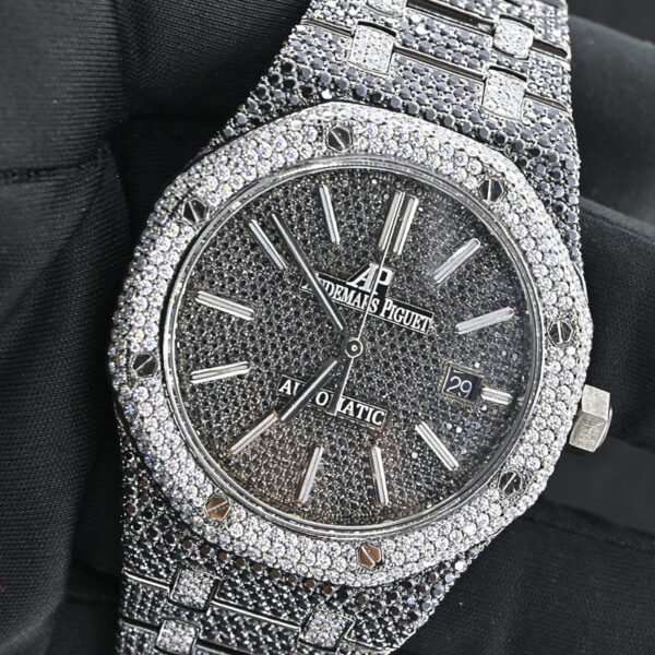 Audemars Piguet Swiss Eta Movement Full Ice Out Moissanite Black Diamond Watch