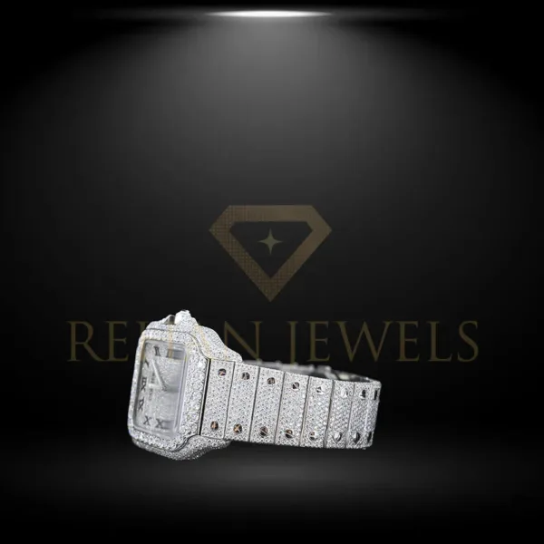 Cartier Swiss Eta Automatic Movement Full White Ice Out Moissanite Diamond Watch - Image 3