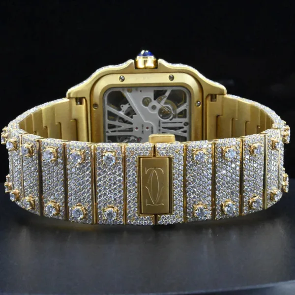 Yellow Gold Full Ice Out Studded With Real VVS Moissanite Diamond Watch For Men - Image 3