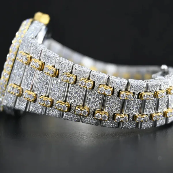 Piguet Swiss Eta Movement Yellow Gold Full Iced Out Moissanite Diamond Watch - Image 3