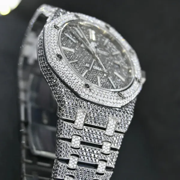 Audemars Piguet Swiss Eta Movement Full Ice Out Moissanite Black Diamond Watch - Image 3