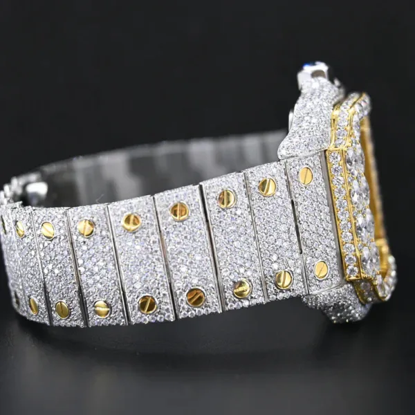 100 % Real VVS Yellow Gold Full Ice Out Studded Moissanite Diamond Watch Make Bezel Precious Stone For Men - Image 3