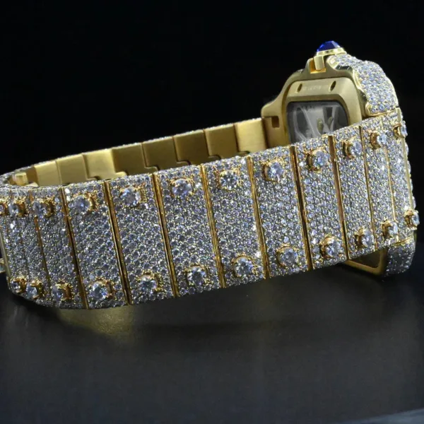 Yellow Gold Full Ice Out Studded With Real VVS Moissanite Diamond Watch For Men - Image 2