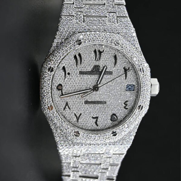 Audemars Piguet Swiss Eta Movement Full White Ice Out Moissanite Diamond Make Dial Plate In Arbic