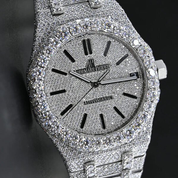 Piguet Swiss Eta Movement Full White Iced Out Moissanite Diamond Watch Make Dial Plate Roman, Heighted Bezel