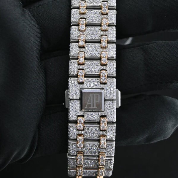 Swiss Eta Movement Rose Gold Full Iced Out Moissanite Diamond Watch Make Dial Plate Roman, Highted Collet, & Bezell - Image 2