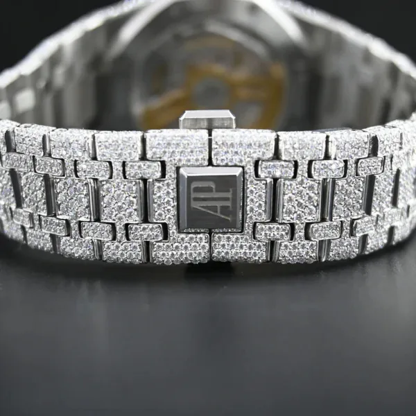 Jewels Audemars Piguet Swiss Eta Movement Full White Ice Out Moissanite Diamond Watch And Make Dail Plate In Arbic Rainbow Mina - Image 3