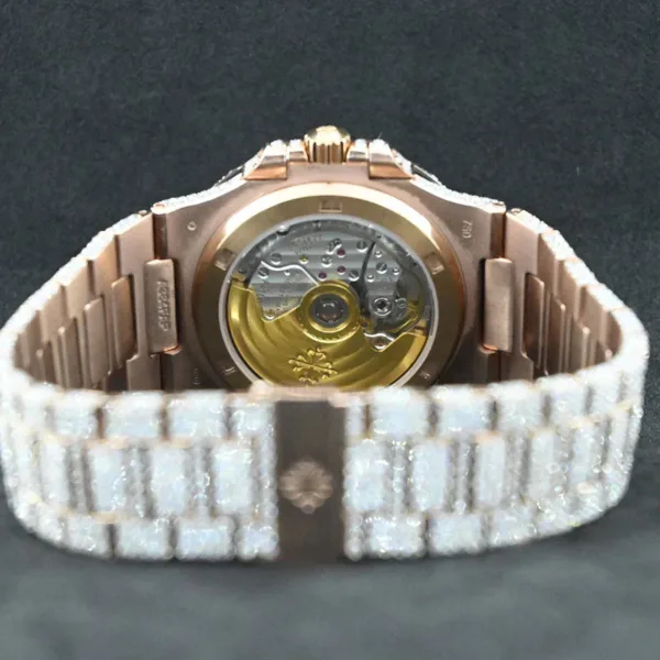 Jewels Patek Philippe Swiss Eta Automatic Movement Full Rose Gold, VVS Moissanite Diamond Watch - Image 4