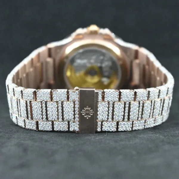 Jewels Patek Philippe Swiss Eta Automatic Movement Full Rose Gold, VVS Moissanite Diamond Watch - Image 2