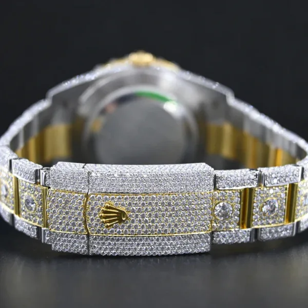 Automatic Movement Yellow Gold Two Tone Full Ice Out Real VVS Moissanite Diamond Watch Make Heighted Bezel - Image 2